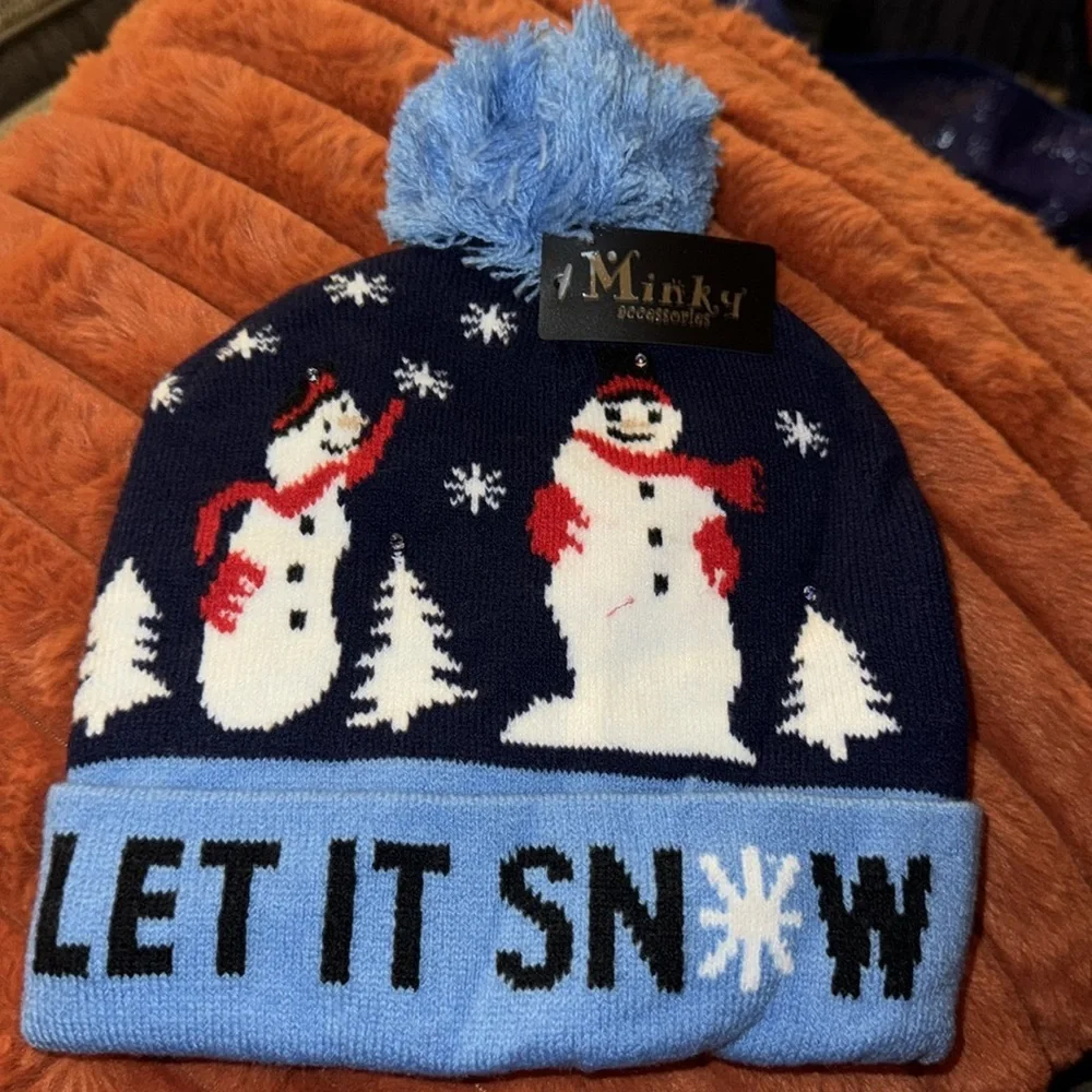 LED Christmas Light‎ Up Hat Novelty Colorful Knitted Beanie Christmas Hat